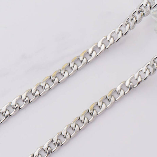 (6mm) Thin Flat Curb Unfinished Chain Rantai Stainless Steel Rantai Meteran Pipih Hypoallergenic