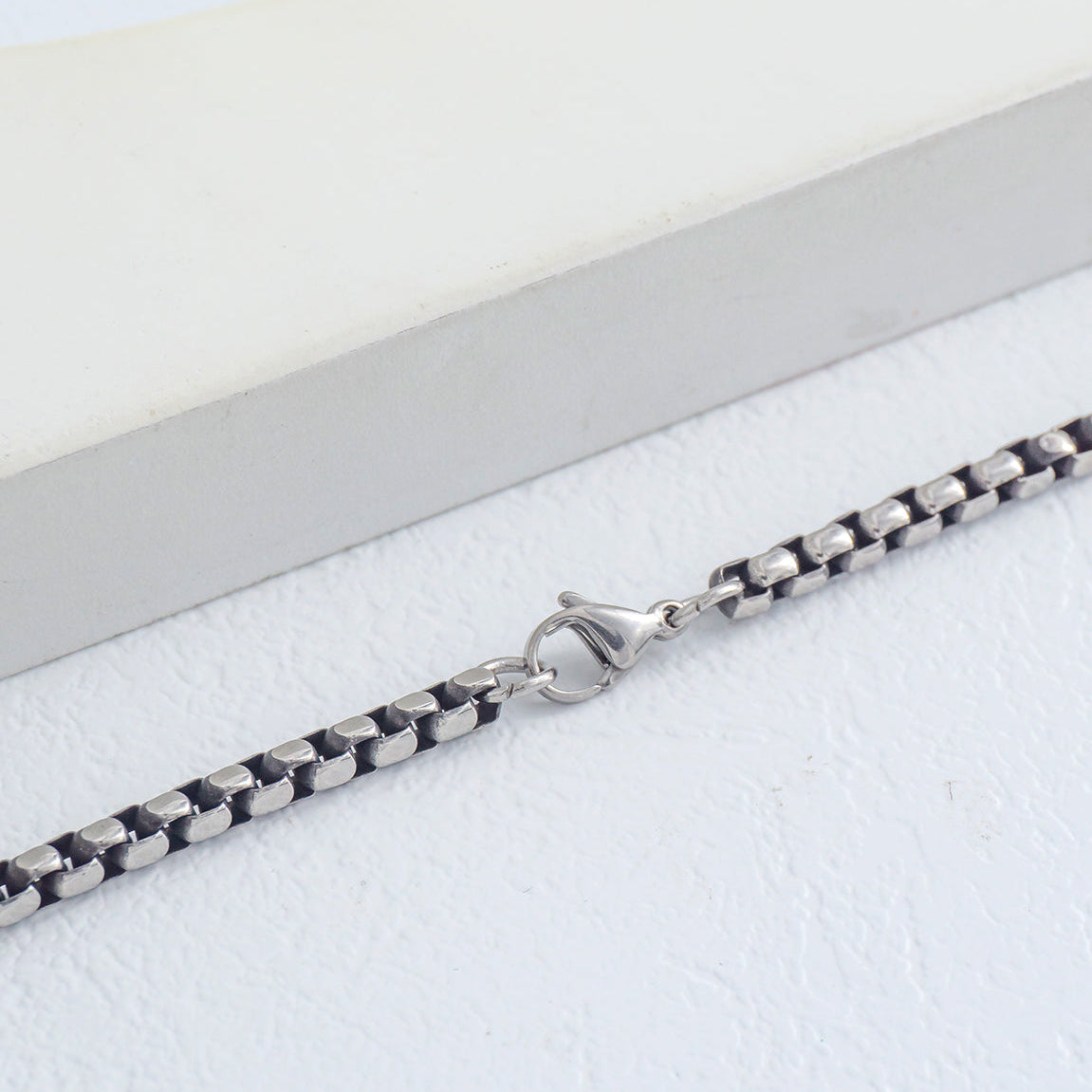 (60cm) Men's Rounded Box Link Chain Necklace Stainless Steel PVD Gold Plated Kalung Pria Hypoallergenic