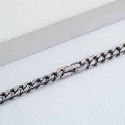 (60cm) Men's Classic Black Curb Link Chain Necklace Stainless Steel PVD Gold Plated Kalung Pria Hypoallergenic