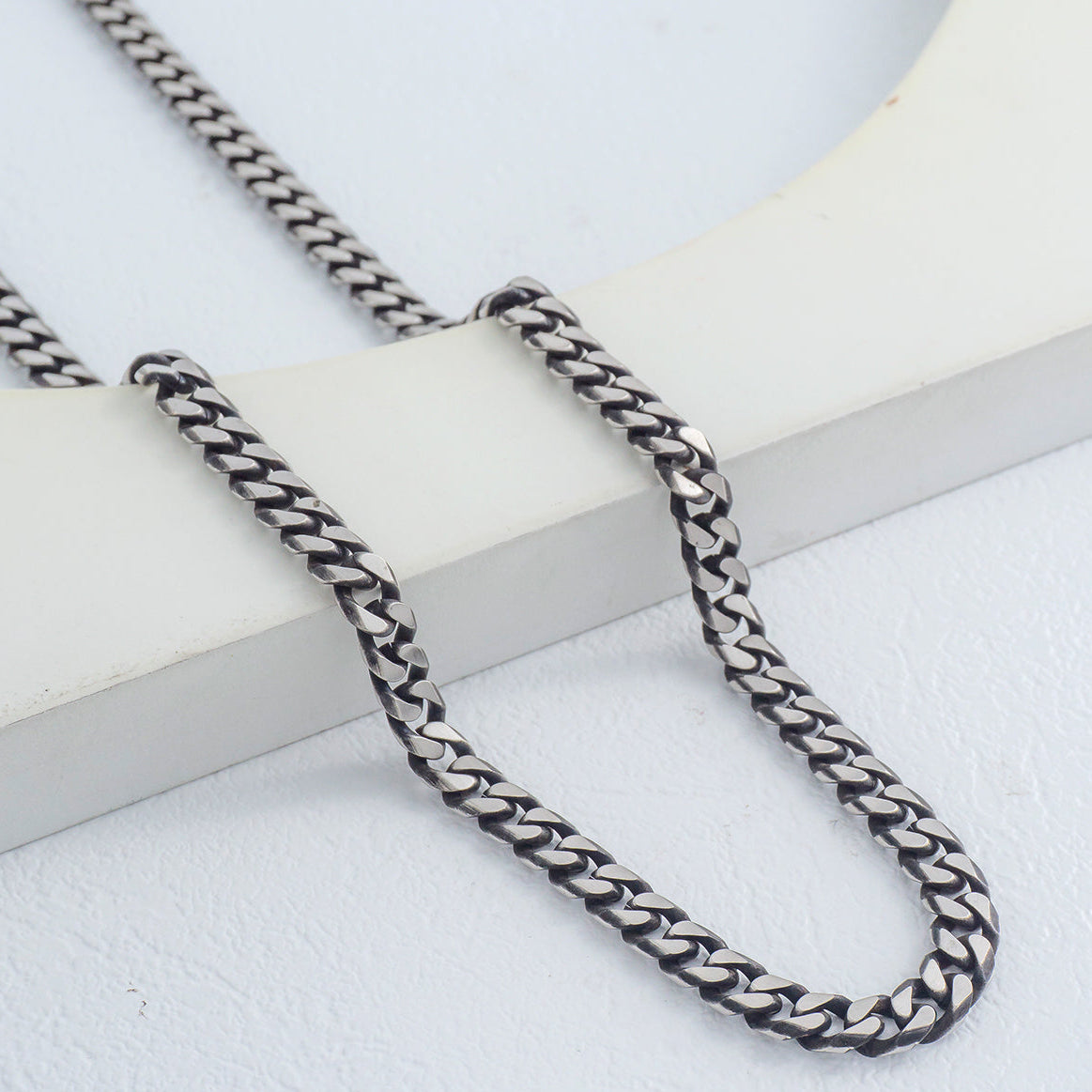 (60cm) Men's Classic Black Curb Link Chain Necklace Stainless Steel PVD Gold Plated Kalung Pria Hypoallergenic