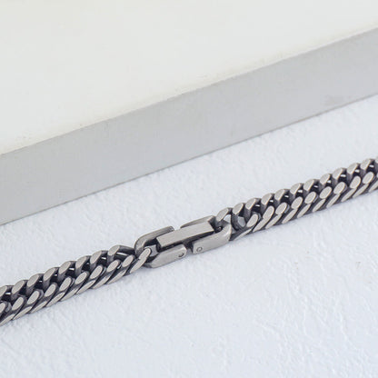 (60cm) Men's Double Link Curb Chain Necklace Stainless Steel PVD Gold Plated Kalung Pria Hypoallergenic