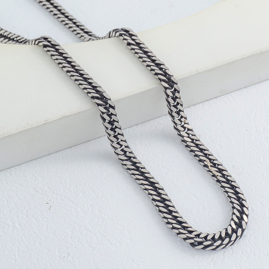(60cm) Men's Double Link Curb Chain Necklace Stainless Steel PVD Gold Plated Kalung Pria Hypoallergenic