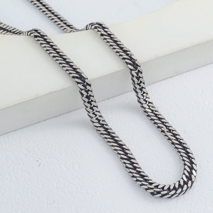 (60cm) Men's Double Link Curb Chain Necklace Stainless Steel PVD Gold Plated Kalung Pria Hypoallergenic