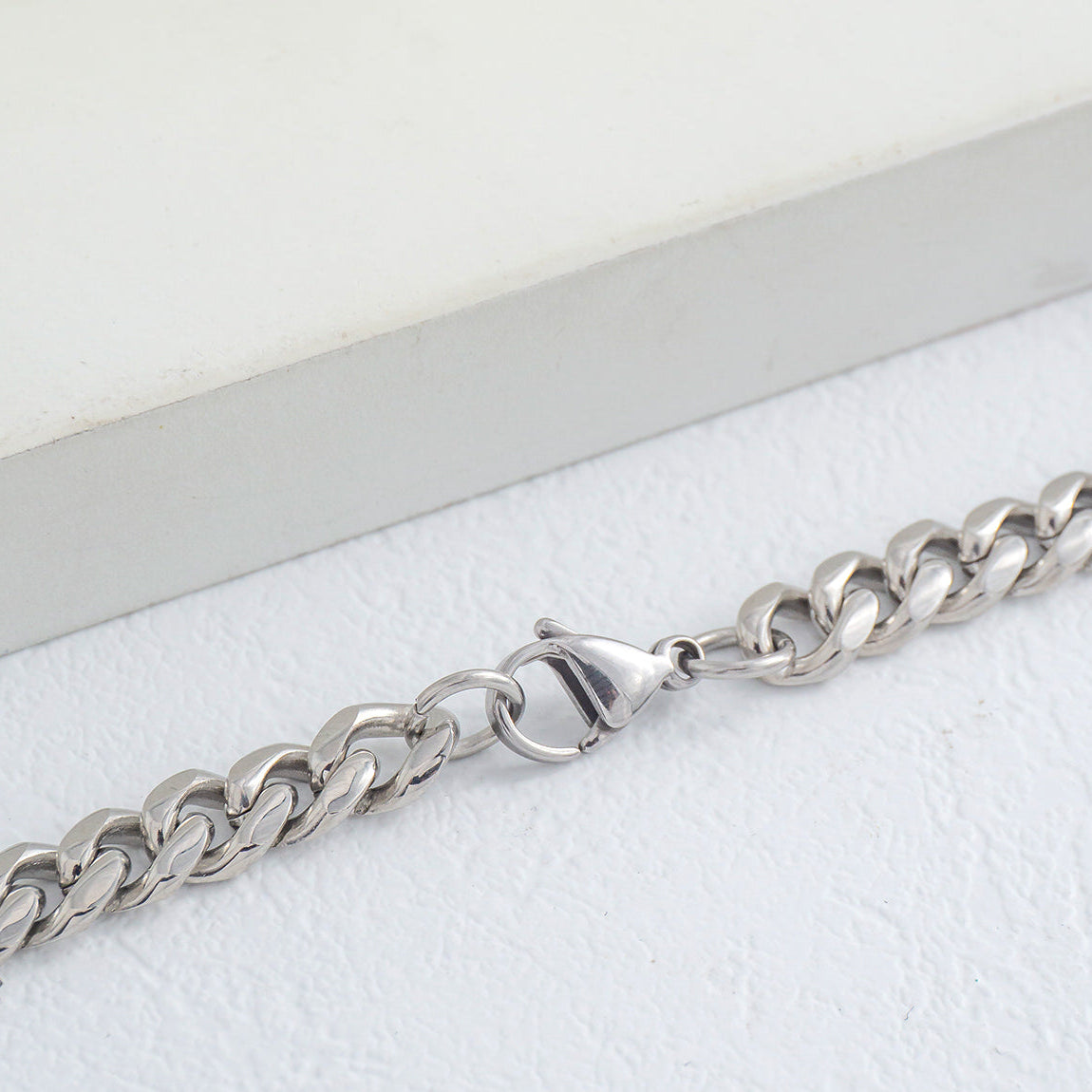 (53cm) Men's Silver Double Link Curb Chain Necklace Stainless Steel PVD Gold Plated Kalung Pria Hypoallergenic