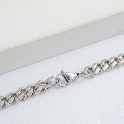 (53cm) Men's Silver Double Link Curb Chain Necklace Stainless Steel PVD Gold Plated Kalung Pria Hypoallergenic