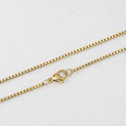 (60cm) Box Chain Necklace Stainless Steel PVD Gold Plated Rantai Kalung Itali Kaca Hypoallergenic