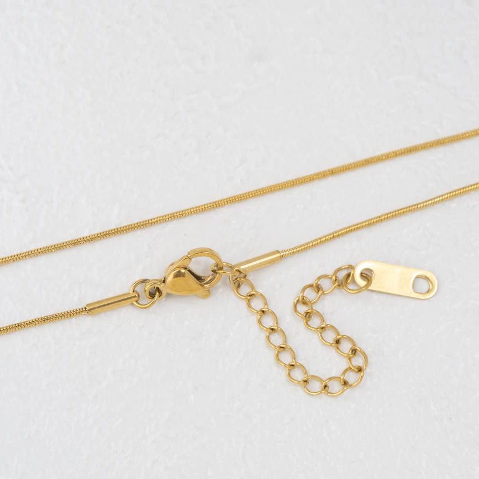 (47+5cm) Round Snake Chain Necklace Stainless Steel PVD Gold Plated Rantai Kalung Bulat Ular Hypoallergenic