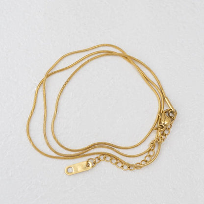 (47+5cm) Round Snake Chain Necklace Stainless Steel PVD Gold Plated Rantai Kalung Bulat Ular Hypoallergenic