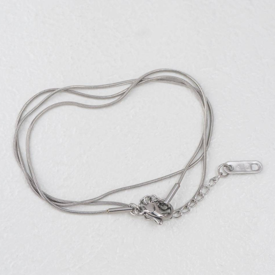 (47+5cm) Round Snake Chain Necklace Stainless Steel PVD Gold Plated Rantai Kalung Bulat Ular Hypoallergenic