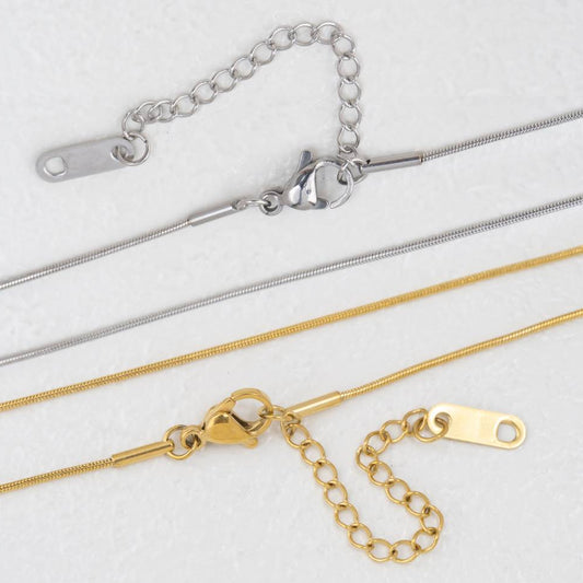 (47+5cm) Round Snake Chain Necklace Stainless Steel PVD Gold Plated Rantai Kalung Bulat Ular Hypoallergenic