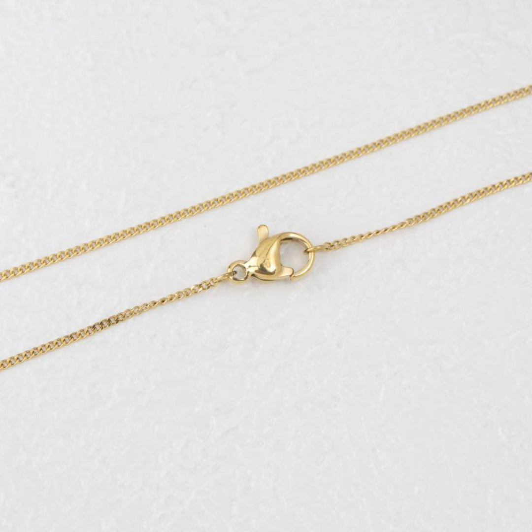 (60cm) Curb Chain Necklace Stainless Steel PVD Gold Plated Rantai Kalung Pipih Hypoallergenic