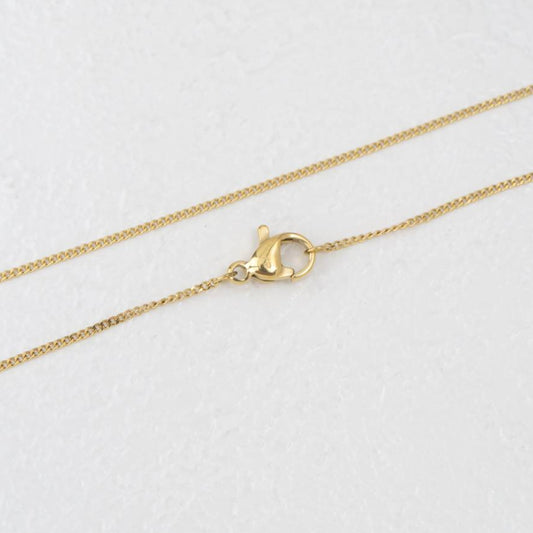 (60cm) Curb Chain Necklace Stainless Steel PVD Gold Plated Rantai Kalung Pipih Hypoallergenic
