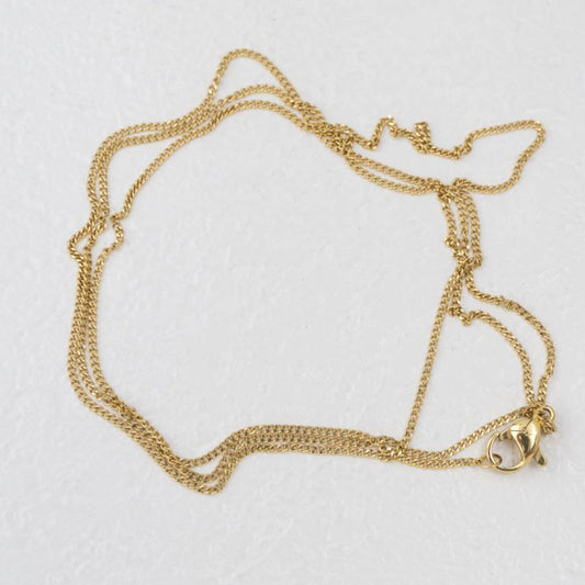 (60cm) Curb Chain Necklace Stainless Steel PVD Gold Plated Rantai Kalung Pipih Hypoallergenic