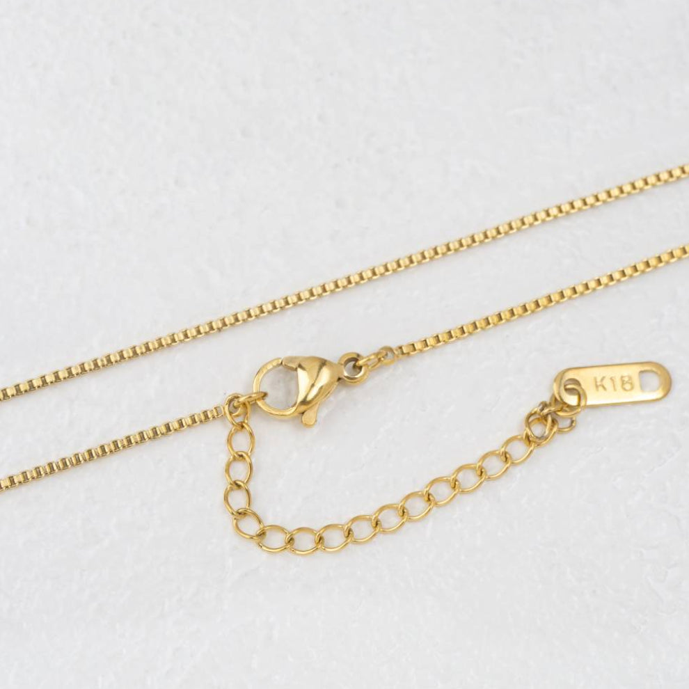 (47+5cm) Box Chain Necklace Stainless Steel PVD Gold Plated Rantai Kalung Itali Kaca Hypoallergenic