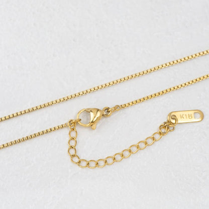 (47+5cm) Box Chain Necklace Stainless Steel PVD Gold Plated Rantai Kalung Itali Kaca Hypoallergenic