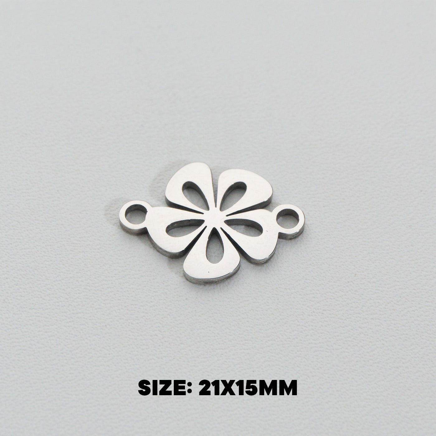 Lucky Leaf Clover Connector Stainless Steel PVD Gold Plated Liontin Konektor Daun Semanggi Hypoallergenic