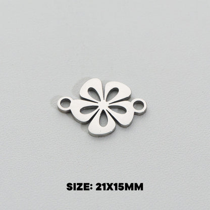 Lucky Leaf Clover Connector Stainless Steel PVD Gold Plated Liontin Konektor Daun Semanggi Hypoallergenic