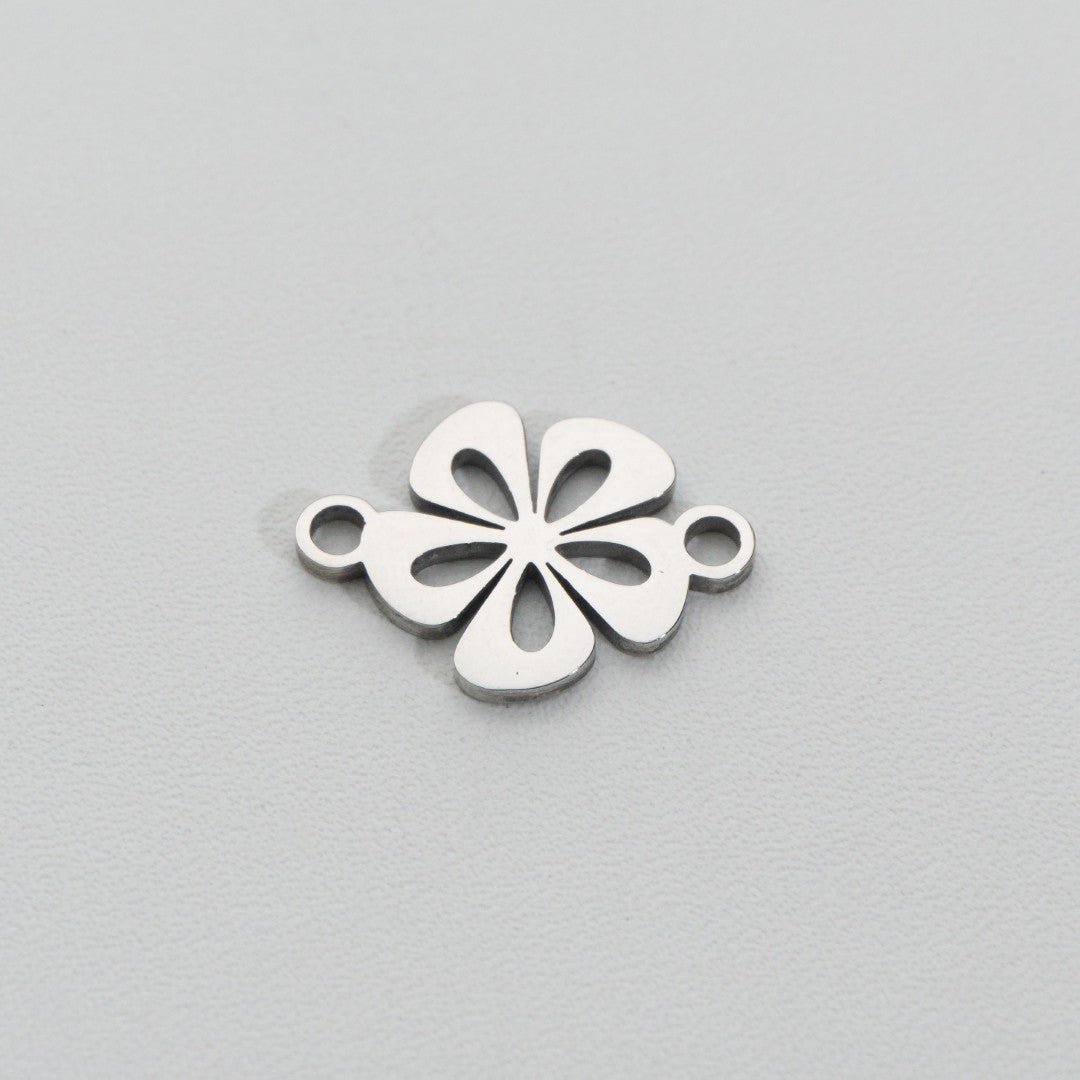 Lucky Leaf Clover Connector Stainless Steel PVD Gold Plated Liontin Konektor Daun Semanggi Hypoallergenic