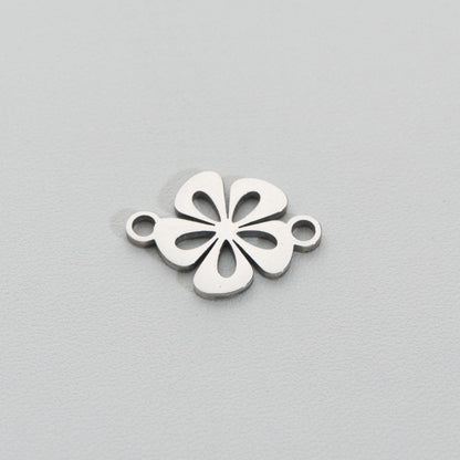 Lucky Leaf Clover Connector Stainless Steel PVD Gold Plated Liontin Konektor Daun Semanggi Hypoallergenic