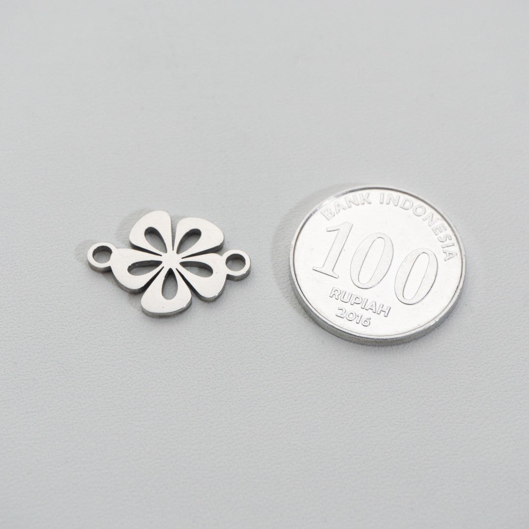 Lucky Leaf Clover Connector Stainless Steel PVD Gold Plated Liontin Konektor Daun Semanggi Hypoallergenic