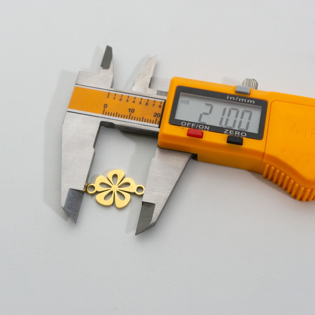 Lucky Leaf Clover Connector Stainless Steel PVD Gold Plated Liontin Konektor Daun Semanggi Hypoallergenic