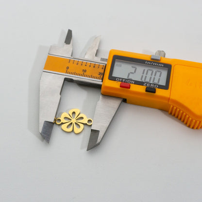 Lucky Leaf Clover Connector Stainless Steel PVD Gold Plated Liontin Konektor Daun Semanggi Hypoallergenic