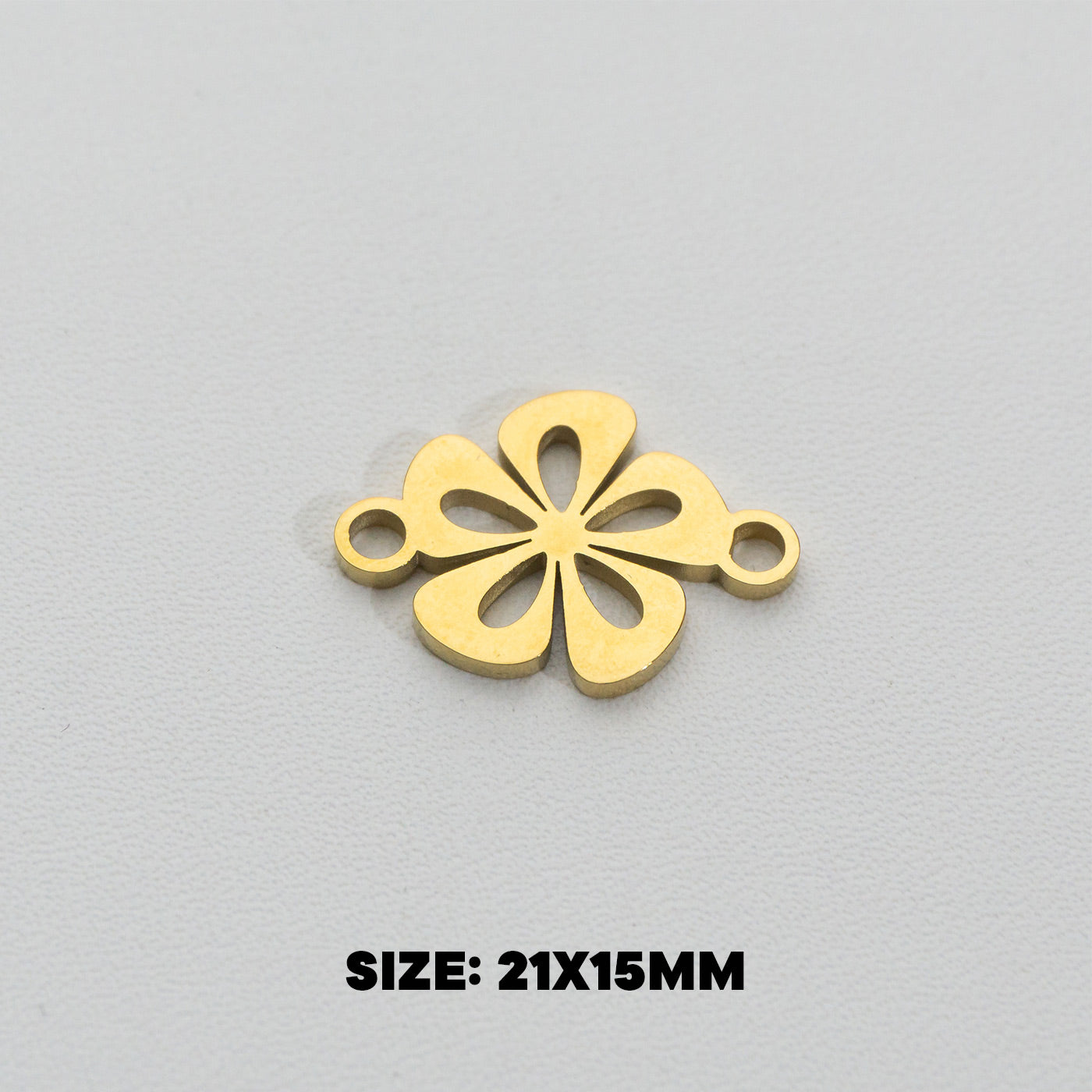 Lucky Leaf Clover Connector Stainless Steel PVD Gold Plated Liontin Konektor Daun Semanggi Hypoallergenic