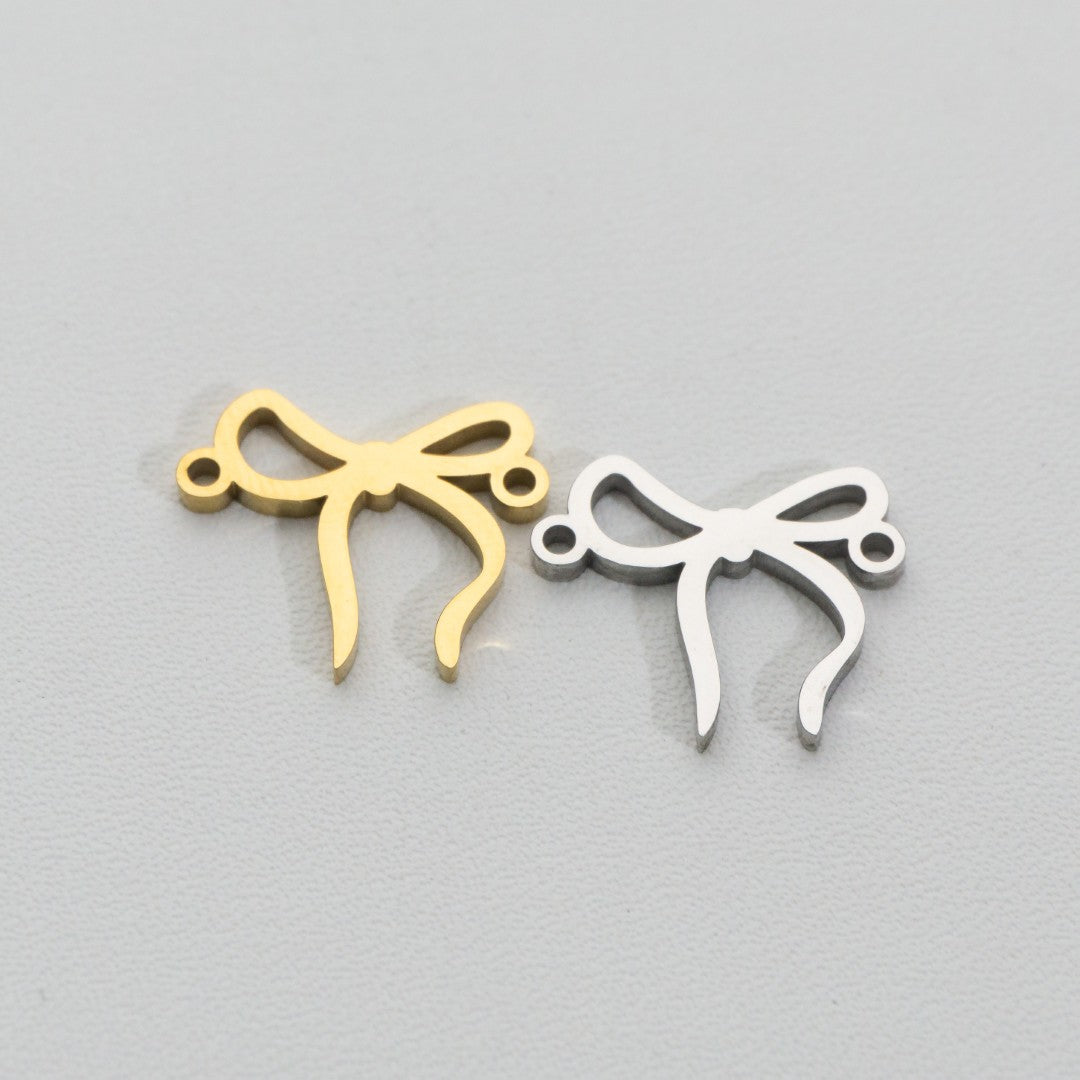 Plain Ribbon Connector Stainless Steel PVD Gold Plated Liontin Konektor Pita Polos Hypoallergenic