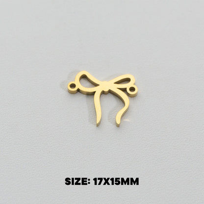 Plain Ribbon Connector Stainless Steel PVD Gold Plated Liontin Konektor Pita Polos Hypoallergenic