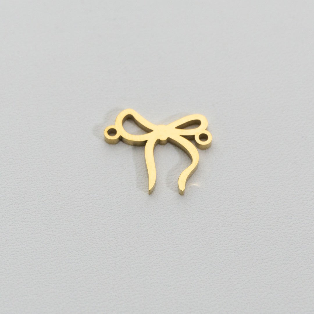 Plain Ribbon Connector Stainless Steel PVD Gold Plated Liontin Konektor Pita Polos Hypoallergenic
