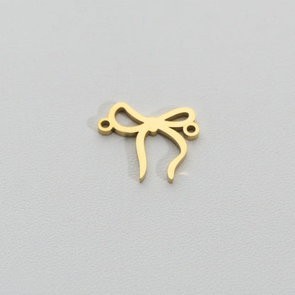 Plain Ribbon Connector Stainless Steel PVD Gold Plated Liontin Konektor Pita Polos Hypoallergenic