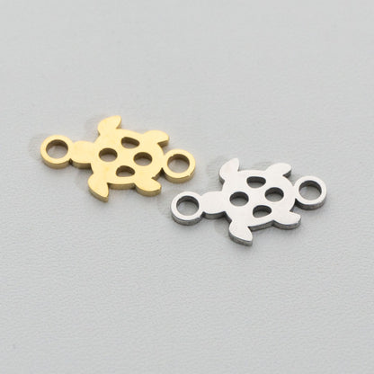 Sea Turtle Connector Stainless Steel PVD Gold Plated Liontin Konektor Penyu Laut Hypoallergenic