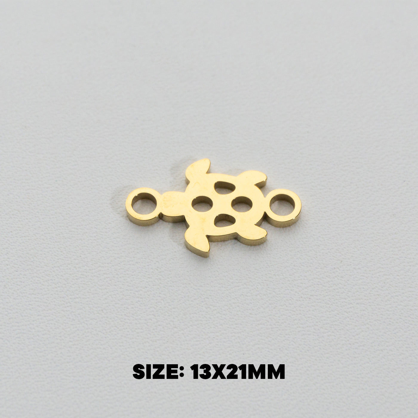 Sea Turtle Connector Stainless Steel PVD Gold Plated Liontin Konektor Penyu Laut Hypoallergenic