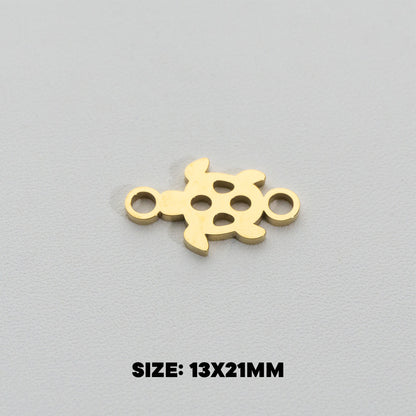Sea Turtle Connector Stainless Steel PVD Gold Plated Liontin Konektor Penyu Laut Hypoallergenic