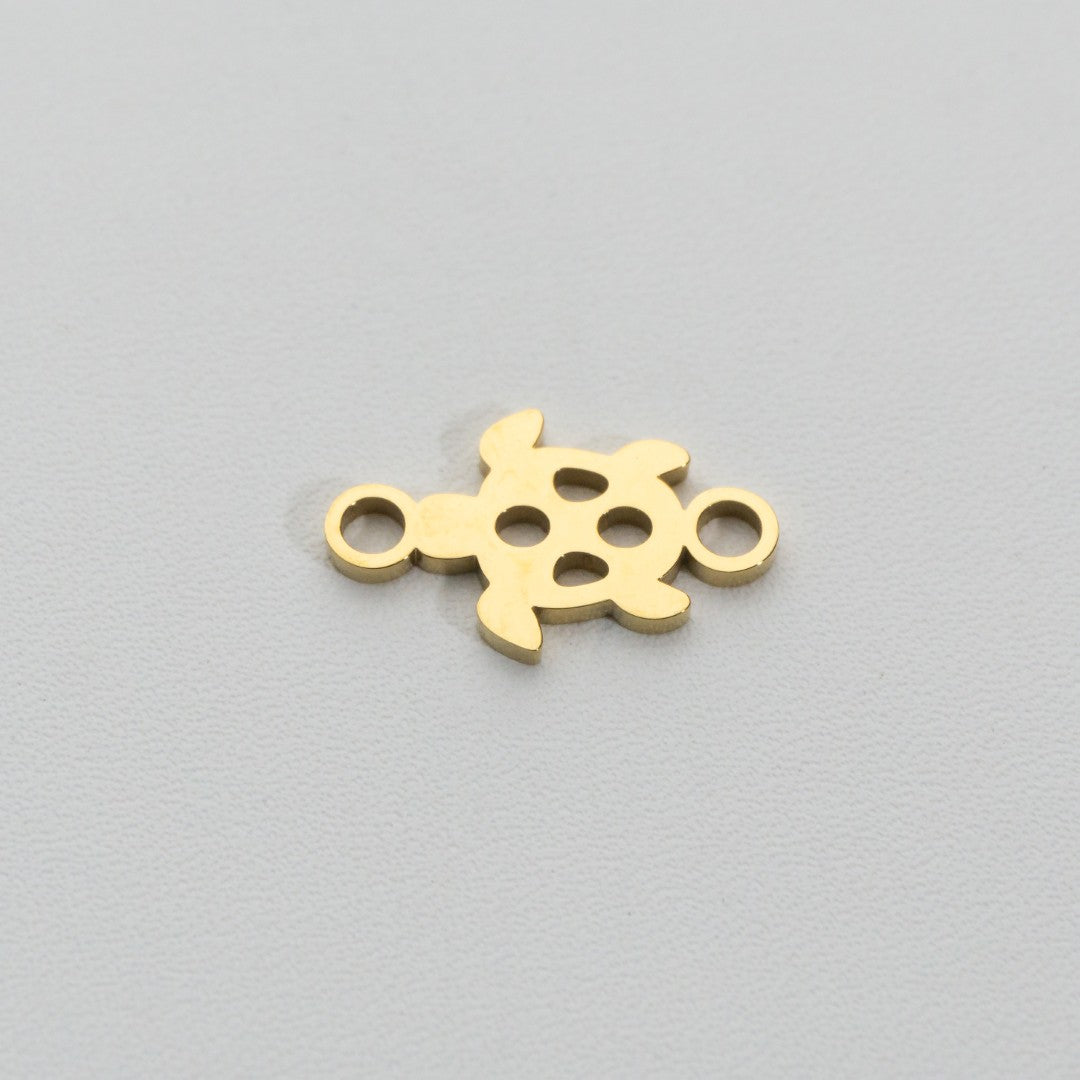 Sea Turtle Connector Stainless Steel PVD Gold Plated Liontin Konektor Penyu Laut Hypoallergenic