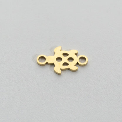 Sea Turtle Connector Stainless Steel PVD Gold Plated Liontin Konektor Penyu Laut Hypoallergenic