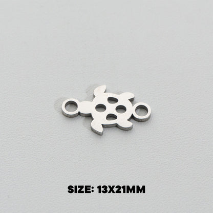 Sea Turtle Connector Stainless Steel PVD Gold Plated Liontin Konektor Penyu Laut Hypoallergenic
