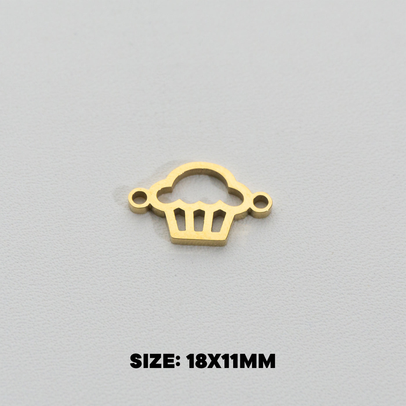 Sweet Cupcake Connector Charm 1.8cm Stainless Steel PVD Gold Plated Liontin Konektor Kue Cupcake Hypoallergenic