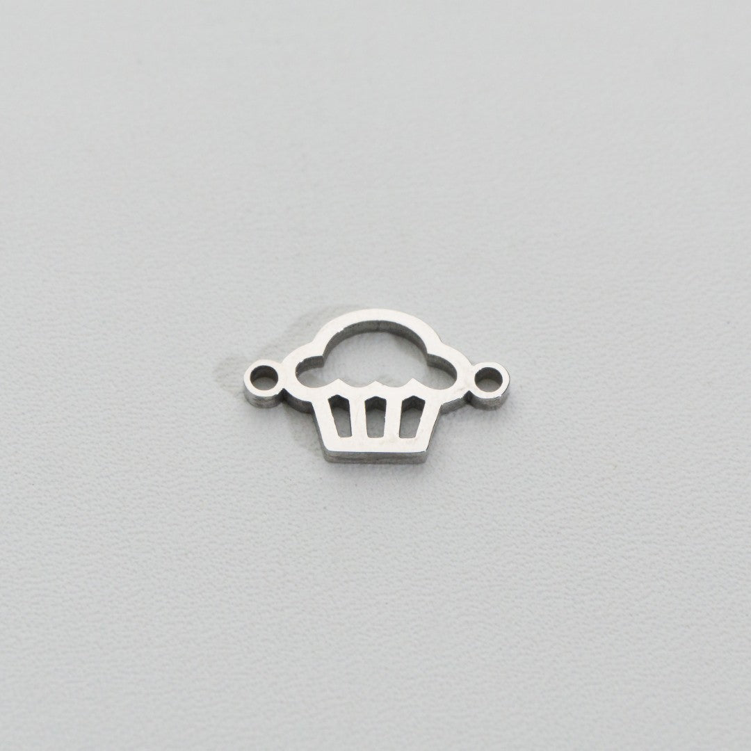 Sweet Cupcake Connector Charm 1.8cm Stainless Steel PVD Gold Plated Liontin Konektor Kue Cupcake Hypoallergenic