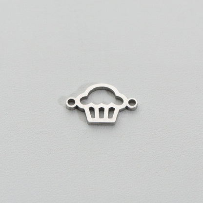 Sweet Cupcake Connector Charm 1.8cm Stainless Steel PVD Gold Plated Liontin Konektor Kue Cupcake Hypoallergenic