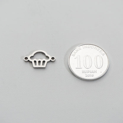 Sweet Cupcake Connector Charm 1.8cm Stainless Steel PVD Gold Plated Liontin Konektor Kue Cupcake Hypoallergenic
