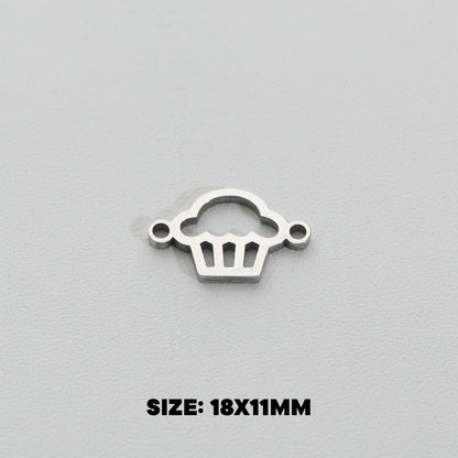 Sweet Cupcake Connector Charm 1.8cm Stainless Steel PVD Gold Plated Liontin Konektor Kue Cupcake Hypoallergenic