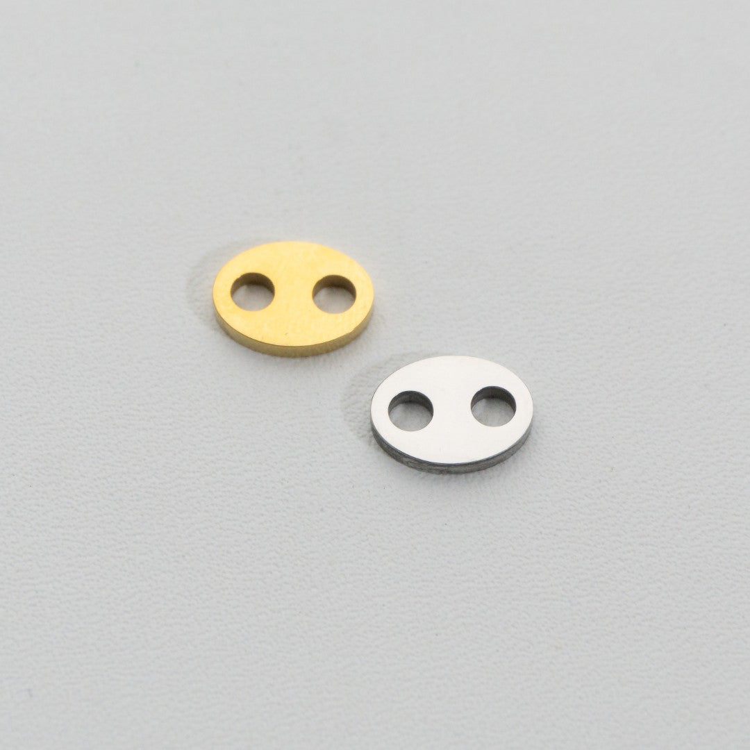 Plain Oval Connector Stainless Steel PVD Gold Plated Liontin Konektor Oval Hypoallergenic