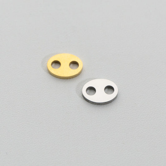 Plain Oval Connector Stainless Steel PVD Gold Plated Liontin Konektor Oval Hypoallergenic