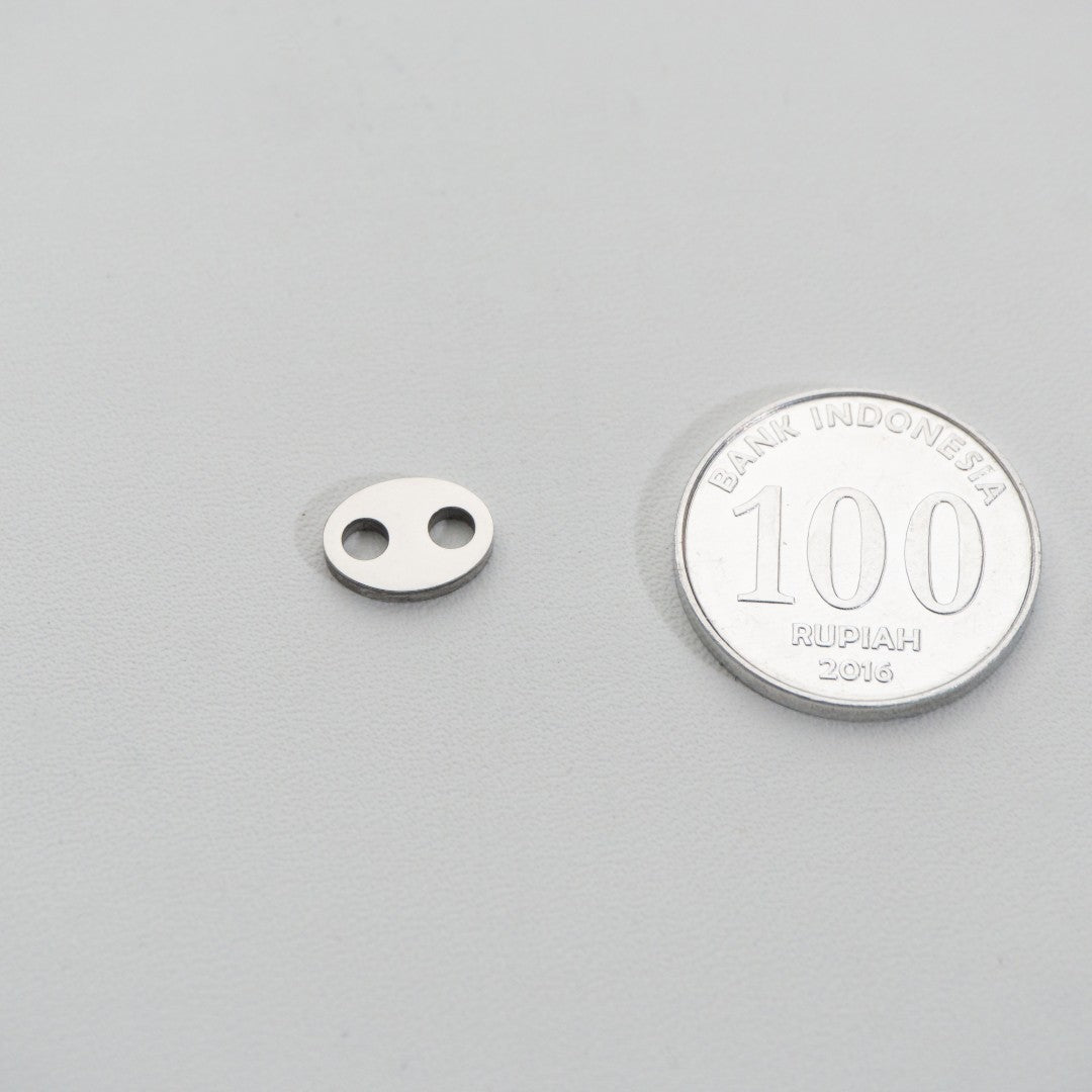 Plain Oval Connector Stainless Steel PVD Gold Plated Liontin Konektor Oval Hypoallergenic