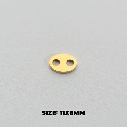 Plain Oval Connector Stainless Steel PVD Gold Plated Liontin Konektor Oval Hypoallergenic