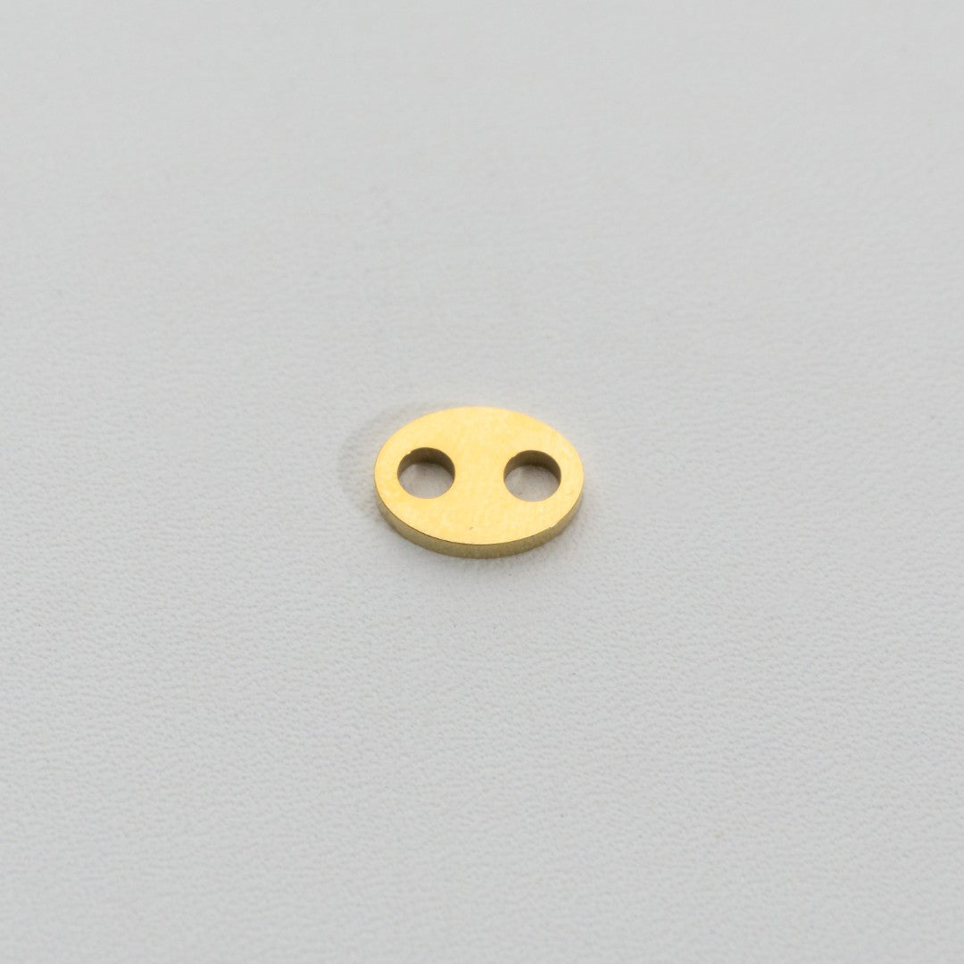Plain Oval Connector Stainless Steel PVD Gold Plated Liontin Konektor Oval Hypoallergenic