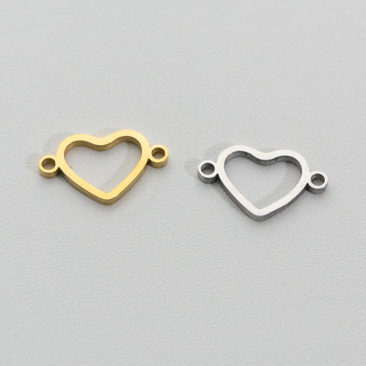 Statement Plain Heart Connector Stainless Steel PVD Gold Plated Liontin Konektor Hati Polos Hypoallergenic