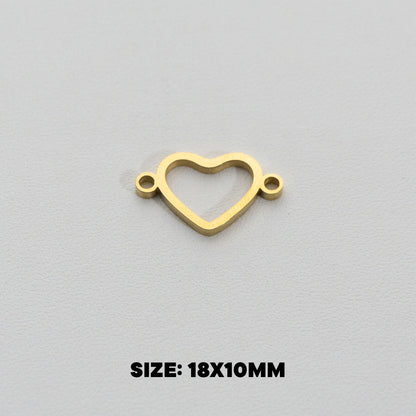 Statement Plain Heart Connector Stainless Steel PVD Gold Plated Liontin Konektor Hati Polos Hypoallergenic