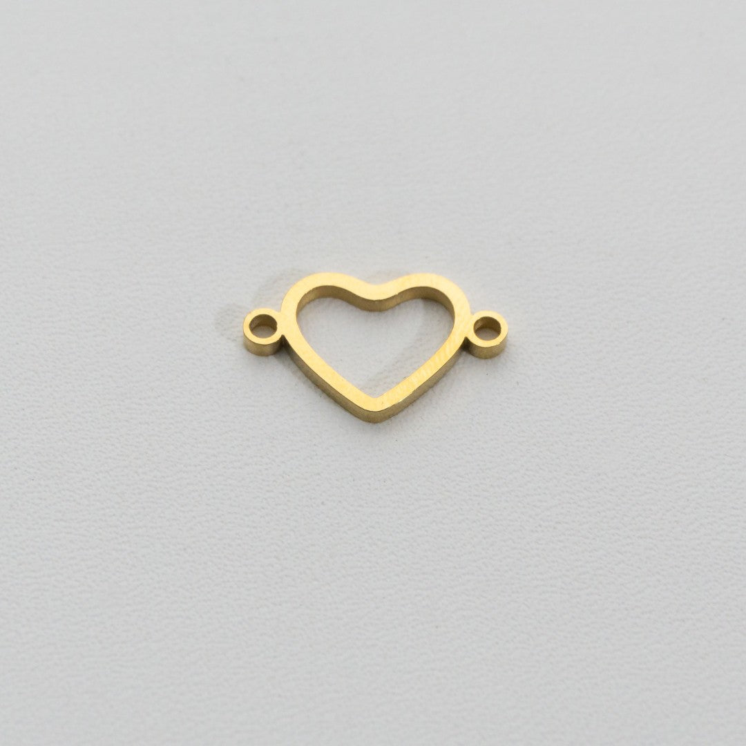 Statement Plain Heart Connector Stainless Steel PVD Gold Plated Liontin Konektor Hati Polos Hypoallergenic